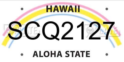 SCQ2127 Hawaii License Plate