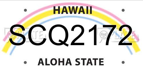 SCQ2172 Hawaii License Plate