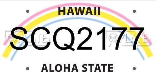 SCQ2177 Hawaii License Plate