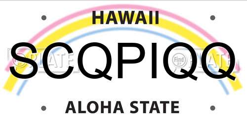 SCQPIQQ Hawaii License Plate