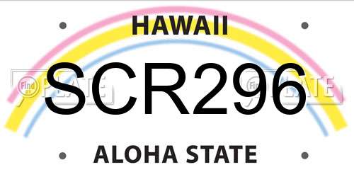 SCR296 Hawaii License Plate