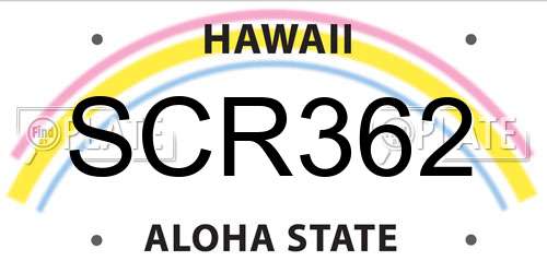SCR362 Hawaii License Plate