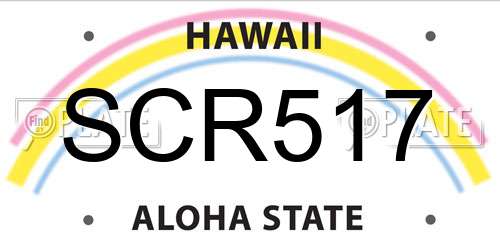SCR517 Hawaii License Plate