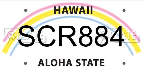 SCR884 Hawaii License Plate