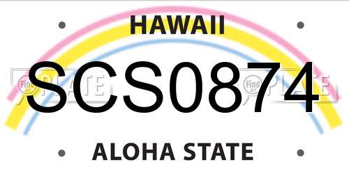 SCS0874 Hawaii License Plate