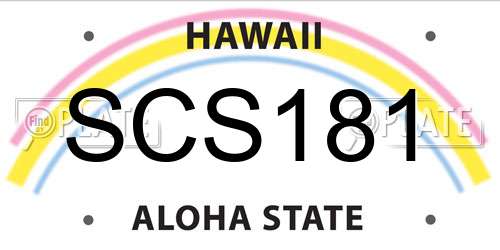 SCS181 Hawaii License Plate