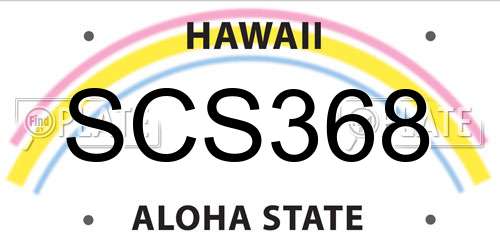 SCS368 Hawaii License Plate