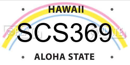 SCS369 Hawaii License Plate