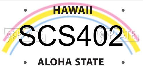 SCS402 Hawaii License Plate