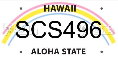 SCS496 Hawaii License Plate