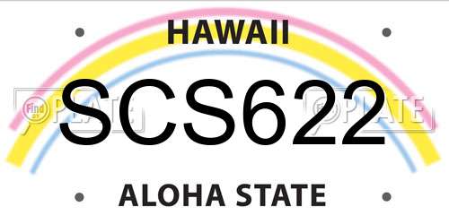 SCS622 Hawaii License Plate