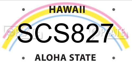 SCS827 Hawaii License Plate