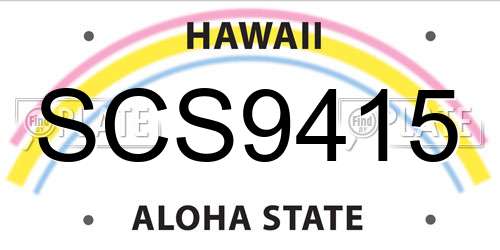 SCS9415 Hawaii License Plate