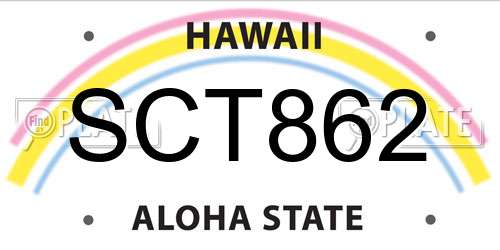 SCT862 Hawaii License Plate