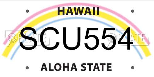 SCU554 Hawaii License Plate