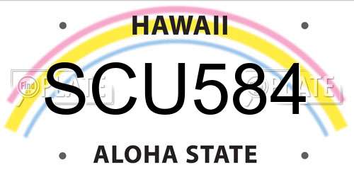 SCU584 Hawaii License Plate