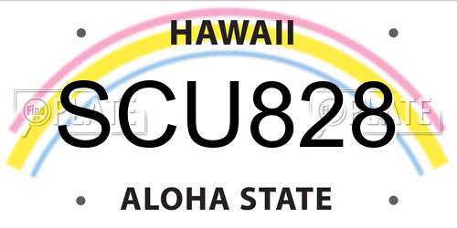 SCU828 Hawaii License Plate