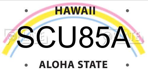 SCU85A Hawaii License Plate