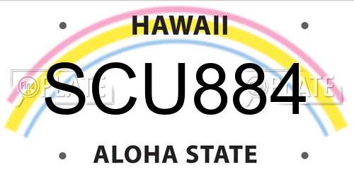 SCU884 Hawaii License Plate