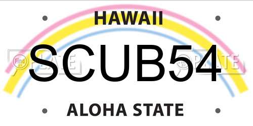 SCUB54 Hawaii License Plate