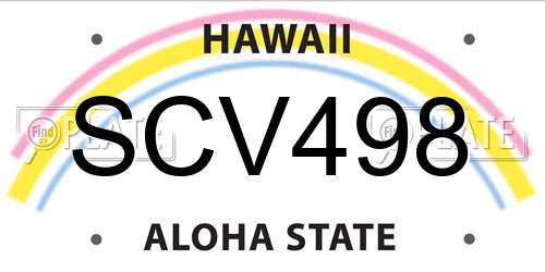 SCV498 Hawaii License Plate