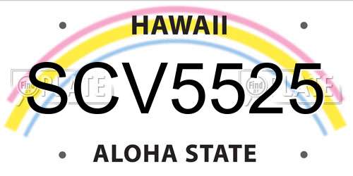 SCV5525 Hawaii License Plate