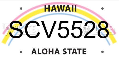 SCV5528 Hawaii License Plate
