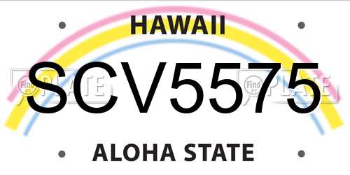 SCV5575 Hawaii License Plate