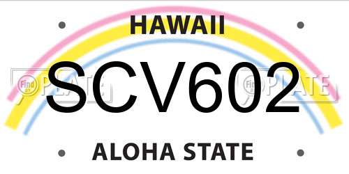 SCV602 Hawaii License Plate
