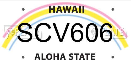 SCV606 Hawaii License Plate