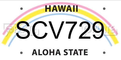 SCV729 Hawaii License Plate