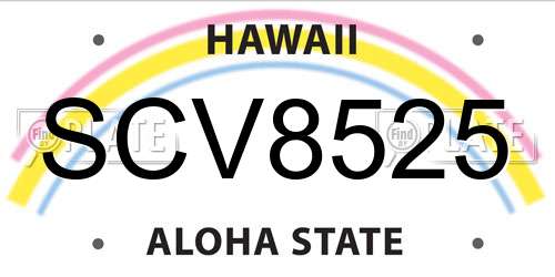 SCV8525 Hawaii License Plate