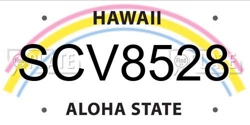 SCV8528 Hawaii License Plate