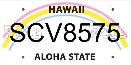 SCV8575 Hawaii License Plate