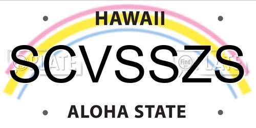 SCVSSZS Hawaii License Plate