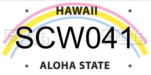SCW041 Hawaii License Plate