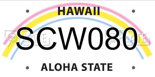 SCW080 Hawaii License Plate