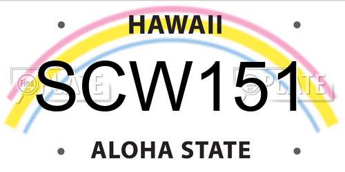 SCW151 Hawaii License Plate