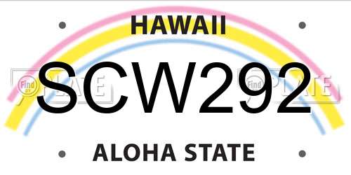 SCW292 Hawaii License Plate