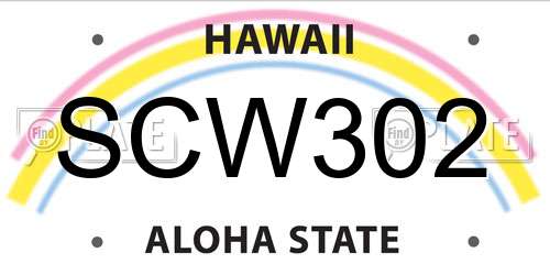 SCW302 Hawaii License Plate