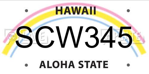 SCW345 Hawaii License Plate