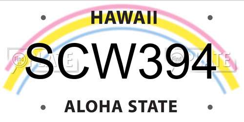 SCW394 Hawaii License Plate