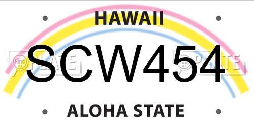 SCW454 Hawaii License Plate
