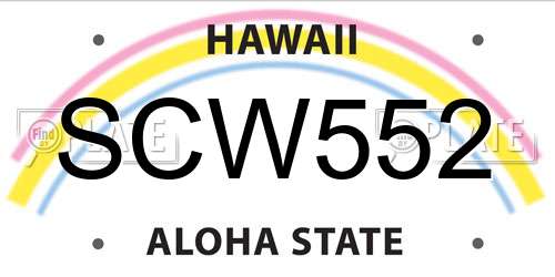 SCW552 Hawaii License Plate