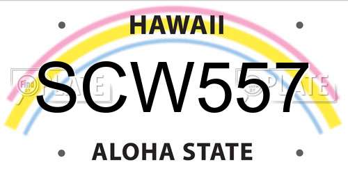 SCW557 Hawaii License Plate