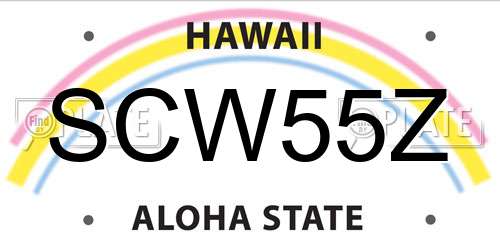 SCW55Z Hawaii License Plate