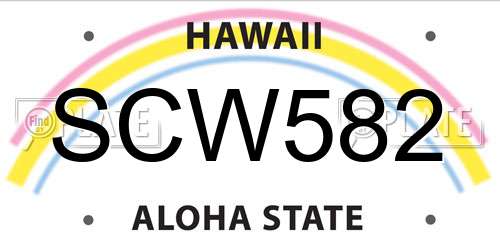SCW582 Hawaii License Plate