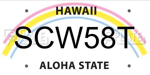 SCW58T Hawaii License Plate