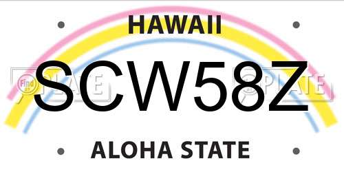 SCW58Z Hawaii License Plate
