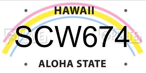 SCW674 Hawaii License Plate